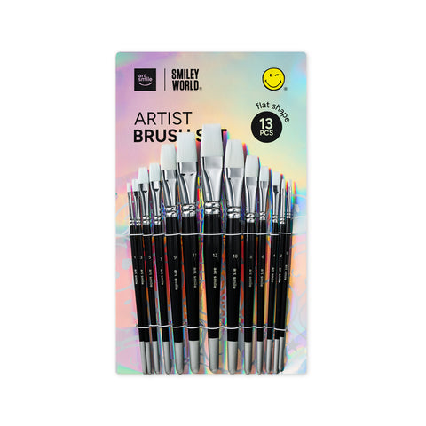 Artist nylon brushes SmileyWorld®, set of 13pcs, flat shape