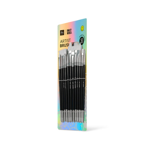 Artist nylon brushes SmileyWorld®, set of 12pcs, mixed shapes