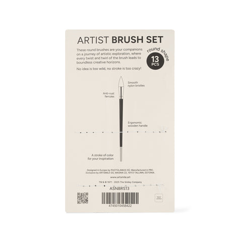 Artist nylon brushes SmileyWorld® , set of 13pcs,round shape