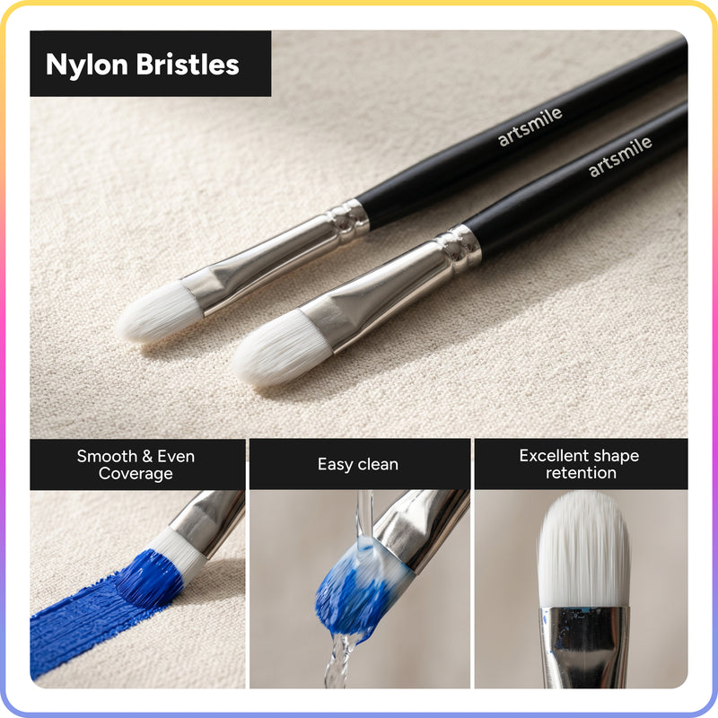 Artsmile & SmileyWorld® Brush Set, Filbert Shape, Set of 13