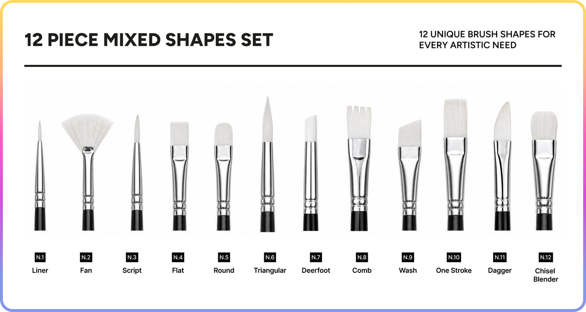 Artsmile & SmileyWorld® Brush Set, Mixed Shapes, Set of 12
