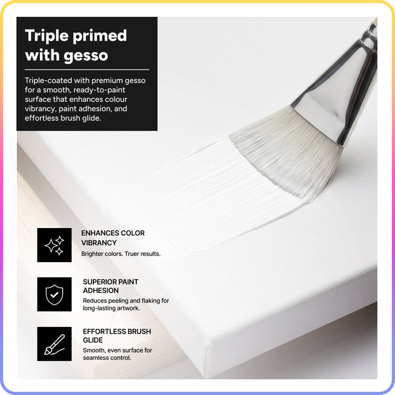 Artsmile & SmileyWorld® Stretched Rectangular Canvas, 20x20cm (8x8”), Set of 3