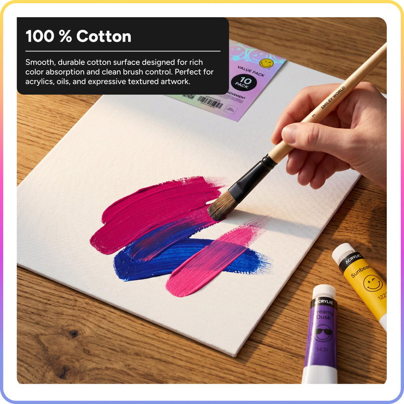 Canvas panel SmileyWorld® (rectangular shape) , set of 10 pcs