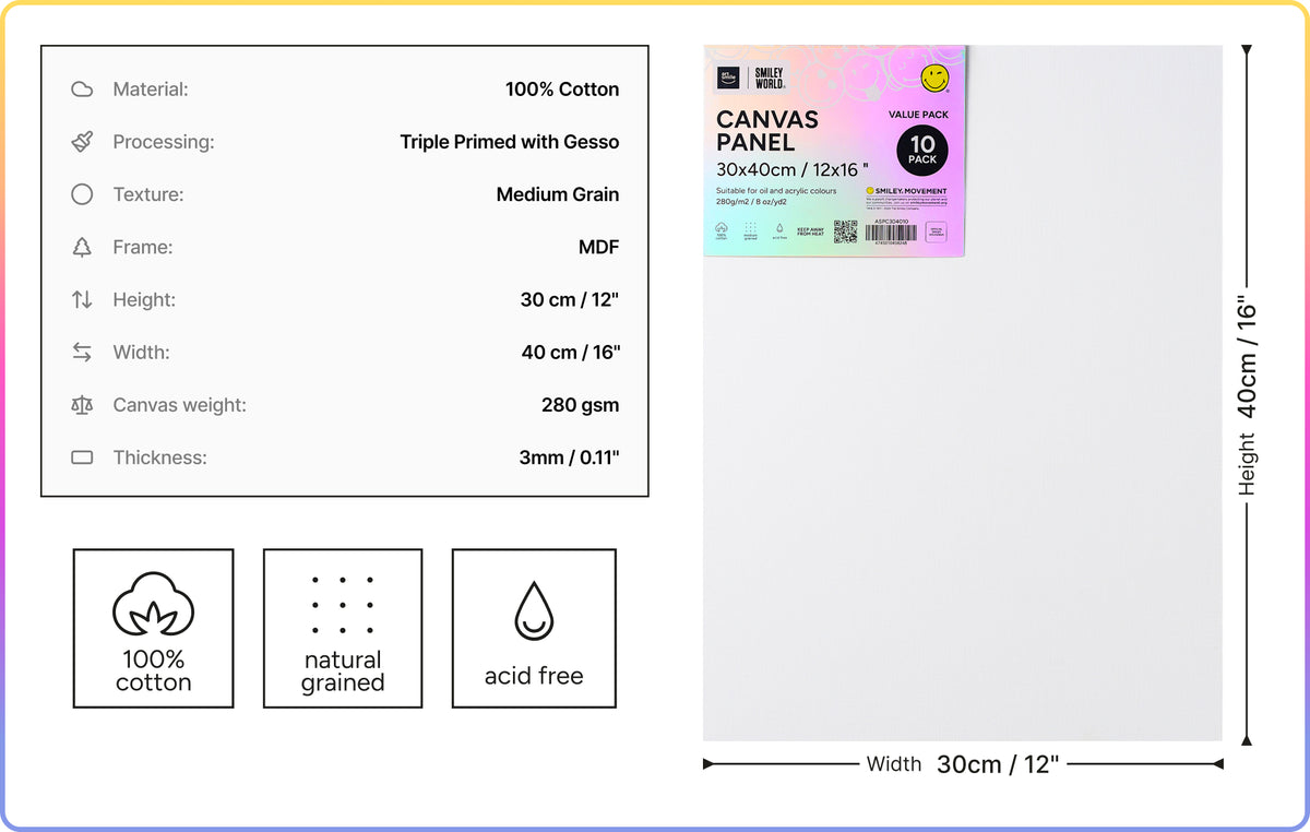 Canvas panel SmileyWorld® (rectangular shape) , set of 10 pcs