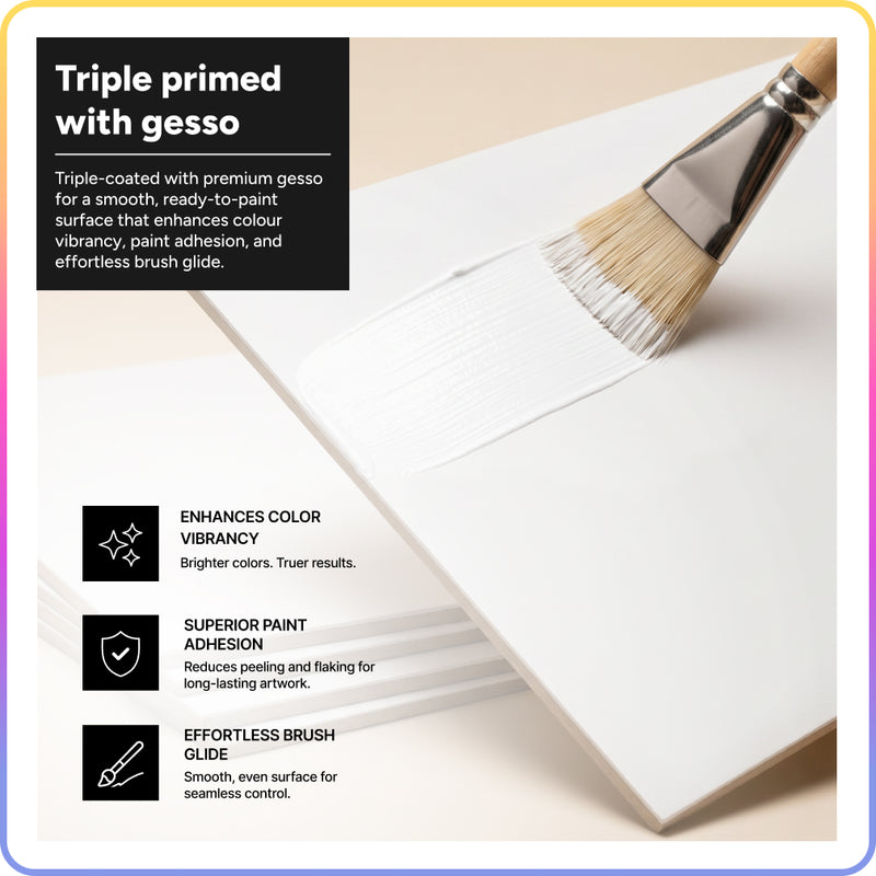 Artsmile & Smiley World® Stretched Canvas Panel, 20x25cm (8x10”), Set of 10
