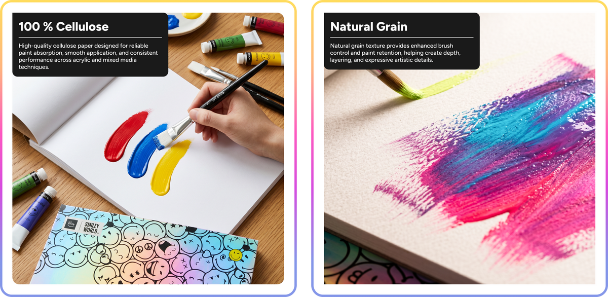 Acrylic Pad SmileyWorld® A4, 12 sheets