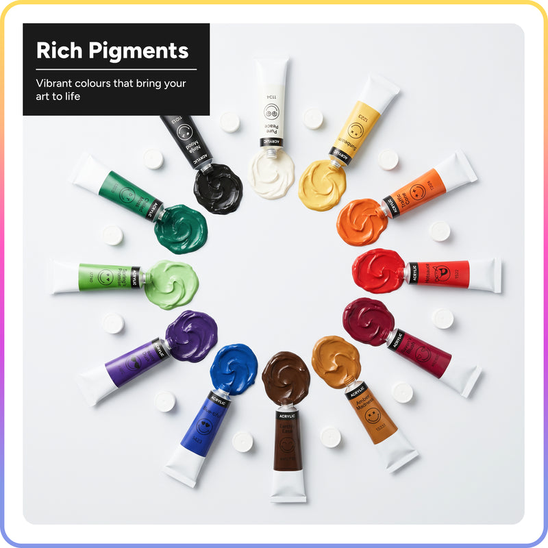 Artsmile & SmileyWorld® Acrylic Colours, Set of 24*12ml